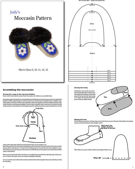 free moccasin patterns and instructions.